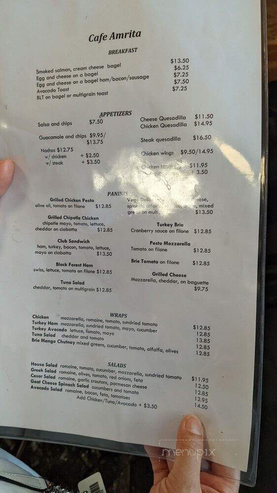Cafe Amrita - New York, NY menu_pic