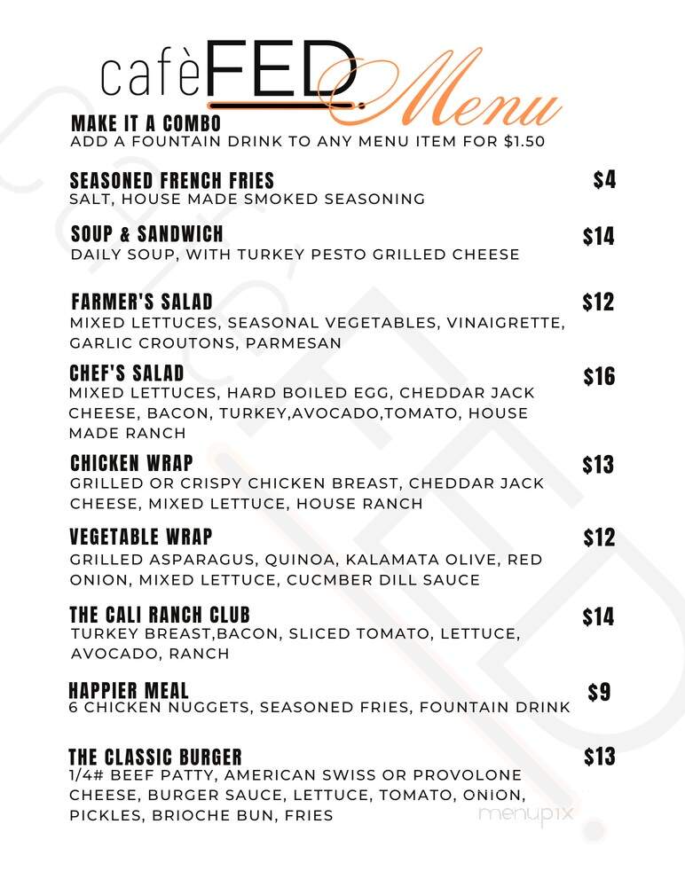 Cafe Federico - Sacramento, CA menu_pic