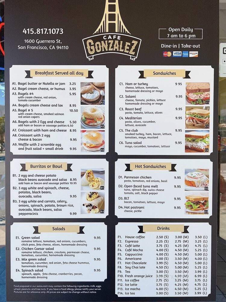Cafe Gonzalez - San Francisco, CA menu_pic