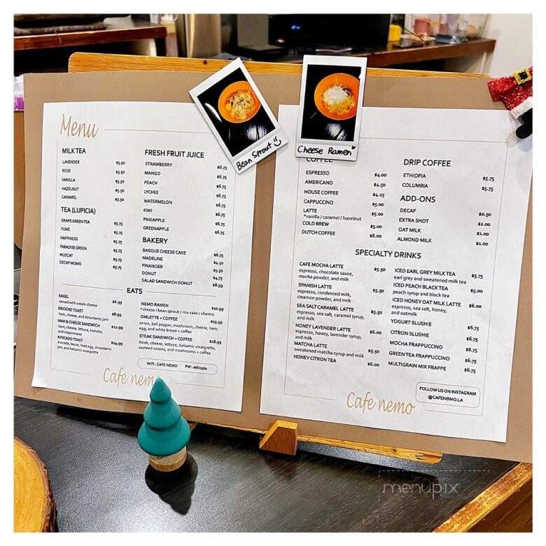 Cafe Nemo - Los Angeles, CA menu_pic