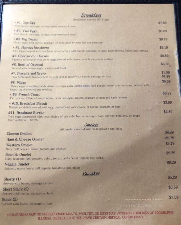 Cafe Next Door - Ozona, TX menu_pic