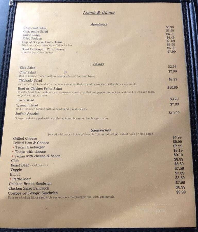 Cafe Next Door - Ozona, TX menu_pic