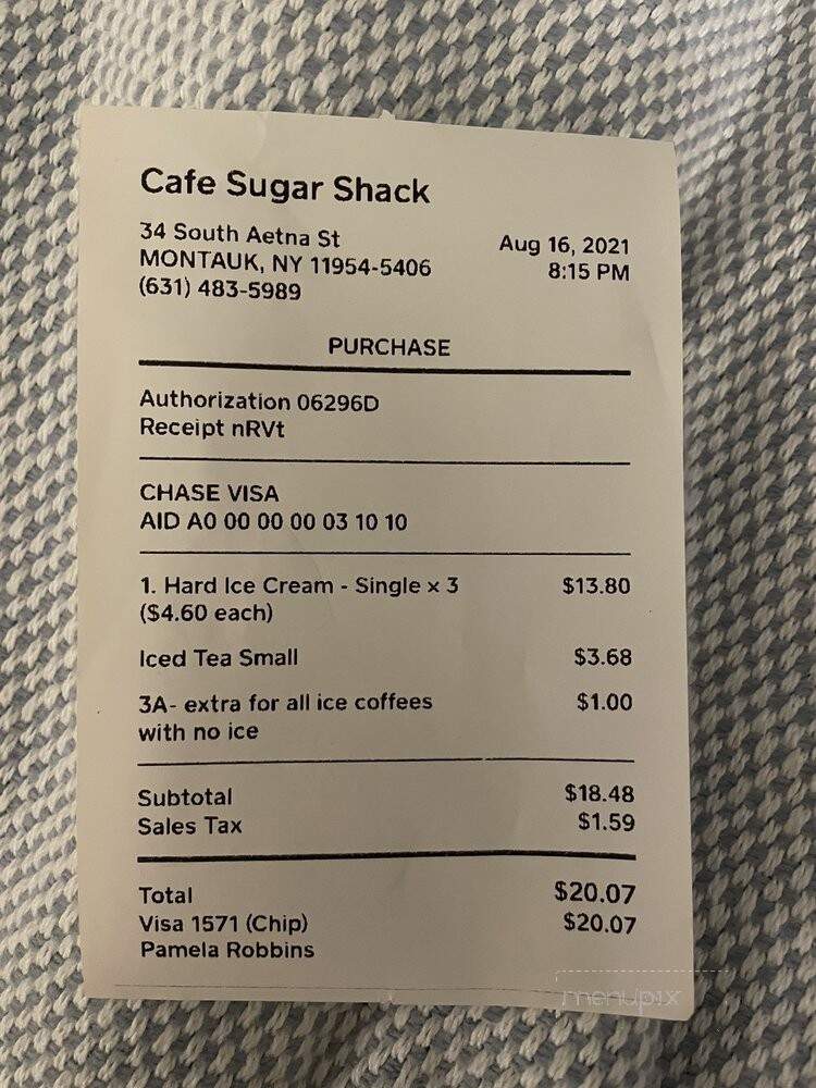 Cafe Sugar Shack - Montauk, NY menu_pic