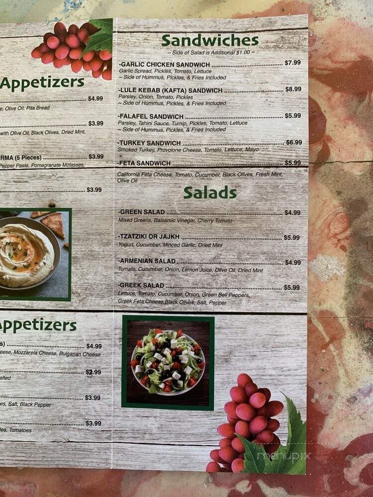 Cafe Vine - Glendora, CA menu_pic