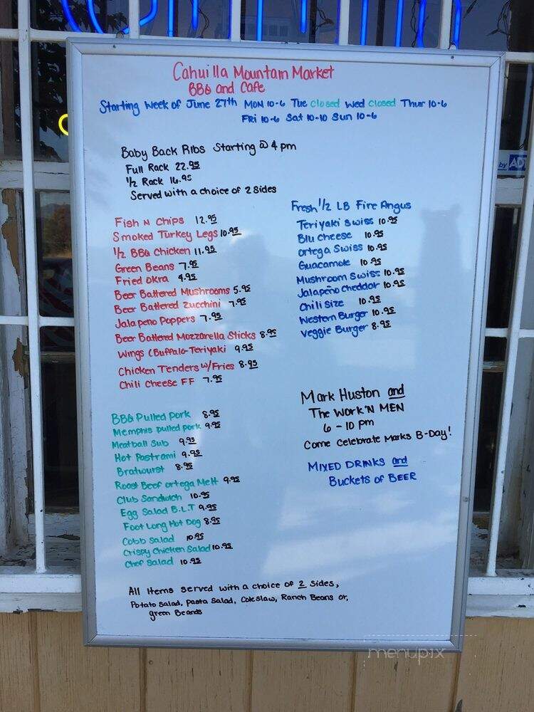 Cahuilla Mountain Market & Cafe - Anza, CA menu_pic