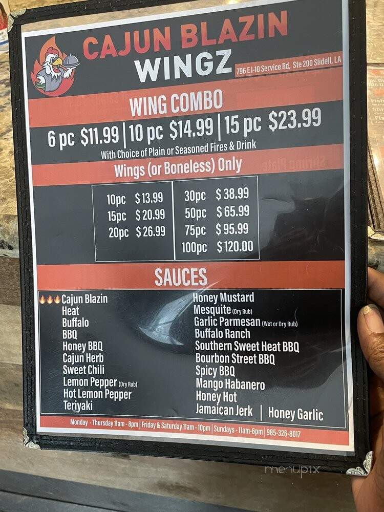 Cajun Blazin Wingz - Slidell, LA menu_pic