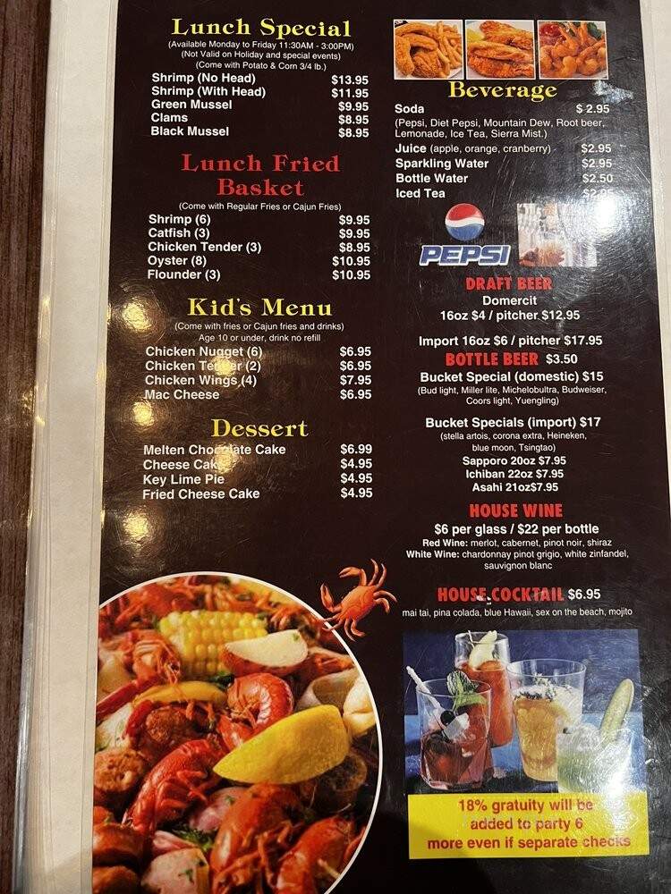 Cajun Crab Hut - St. Augustine, FL menu_pic