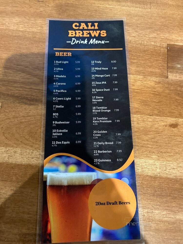 Cali Brews - Delano, CA menu_pic
