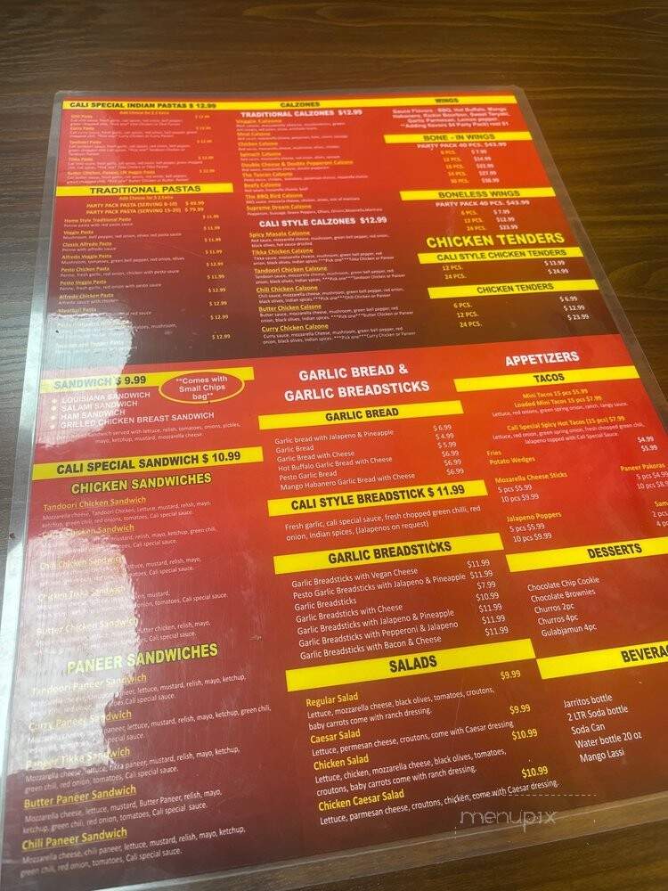 Cali Pizza - San Jose, CA menu_pic