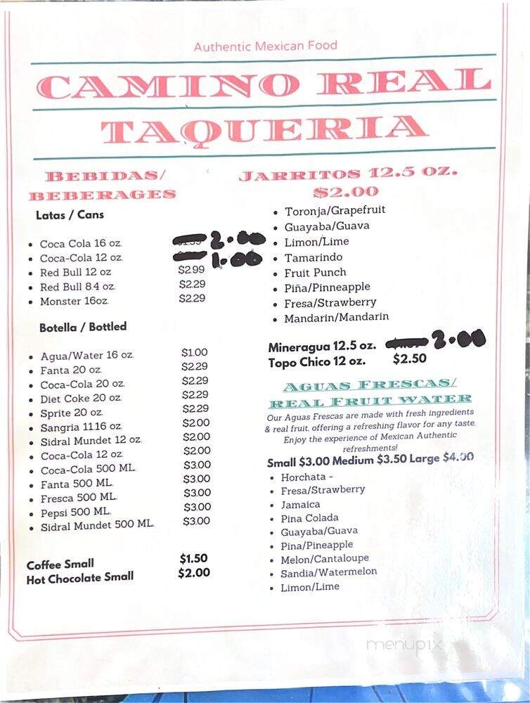 Camino Real Taqueria - Athens, GA menu_pic