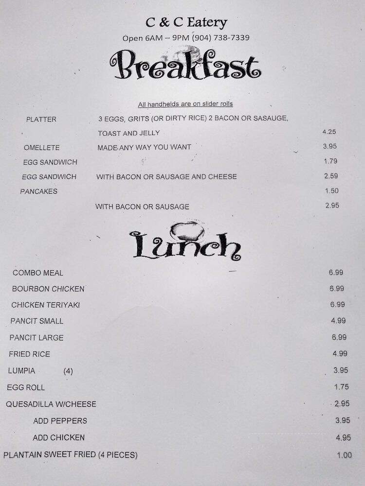 C & C Eatery - Jacksonville, FL menu_pic