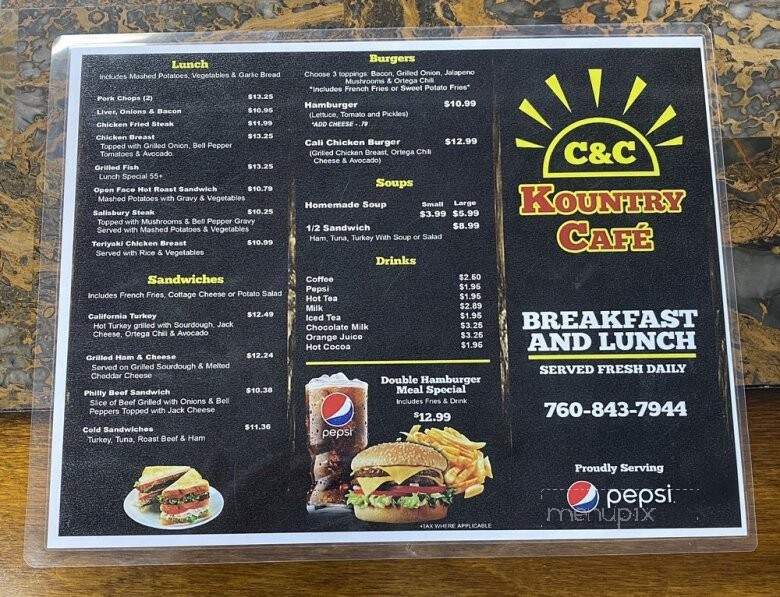 C & C Kountry Cafe - Helendale, CA menu_pic