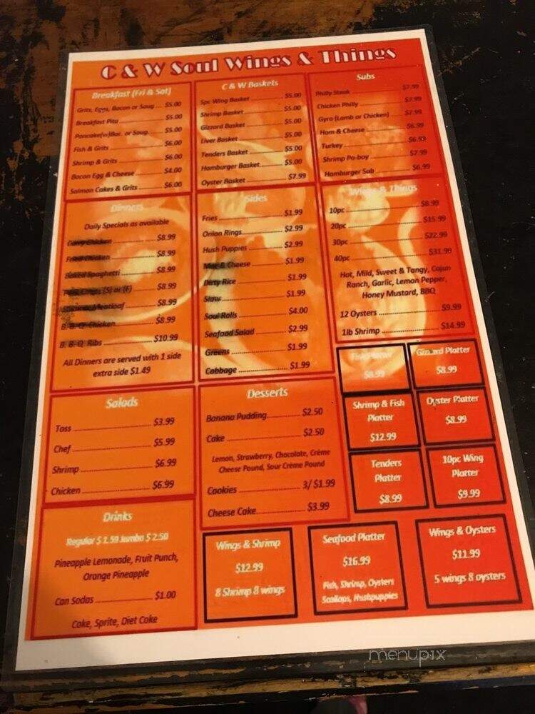 C&W Soul Wings & Things - Jacksonville, FL menu_pic