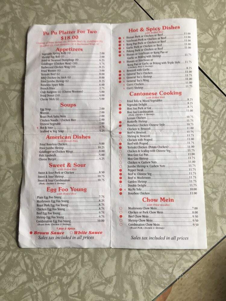 Canton Chinese Restaurant - Uniontown, PA menu_pic
