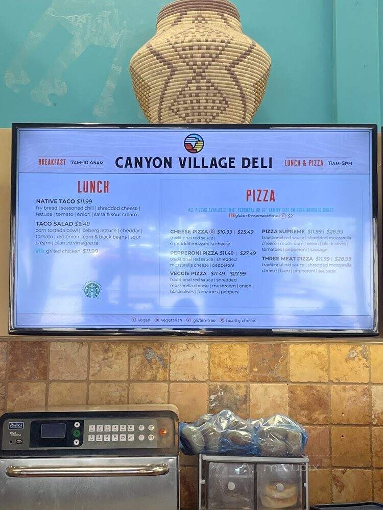 Menu of Canyon Village Deli in Grand Canyon, AZ 86023