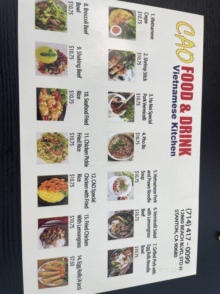 Cao Food & Drink Vietnamese Kitchen - Stanton, CA menu_pic