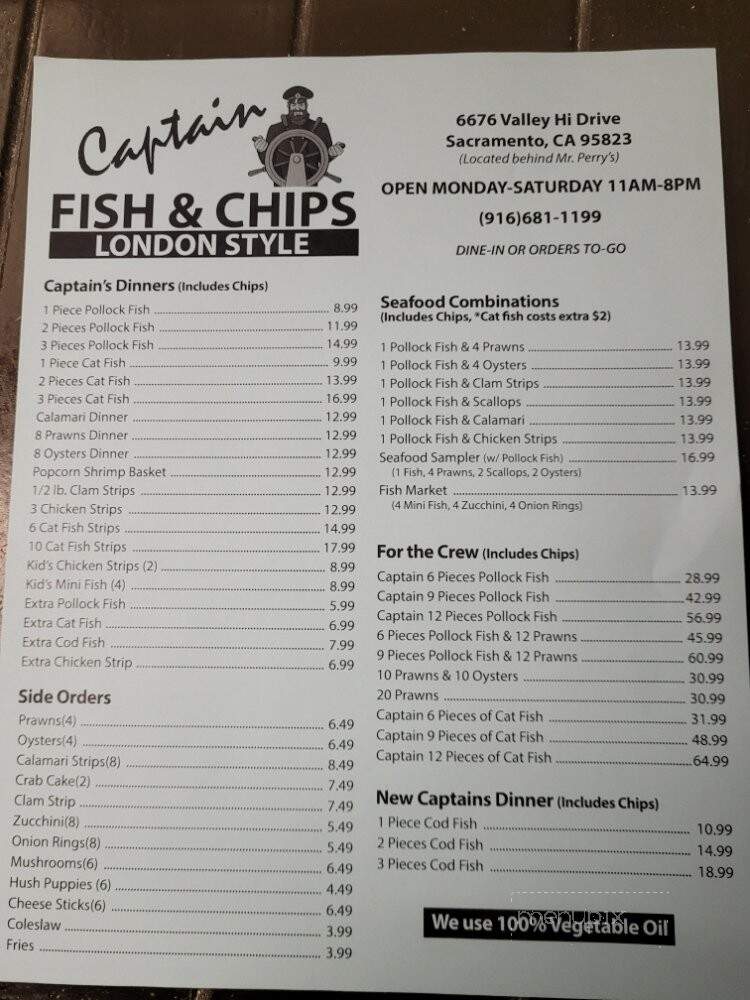 Captain Jack Fish & Chips - Sacramento, CA menu_pic