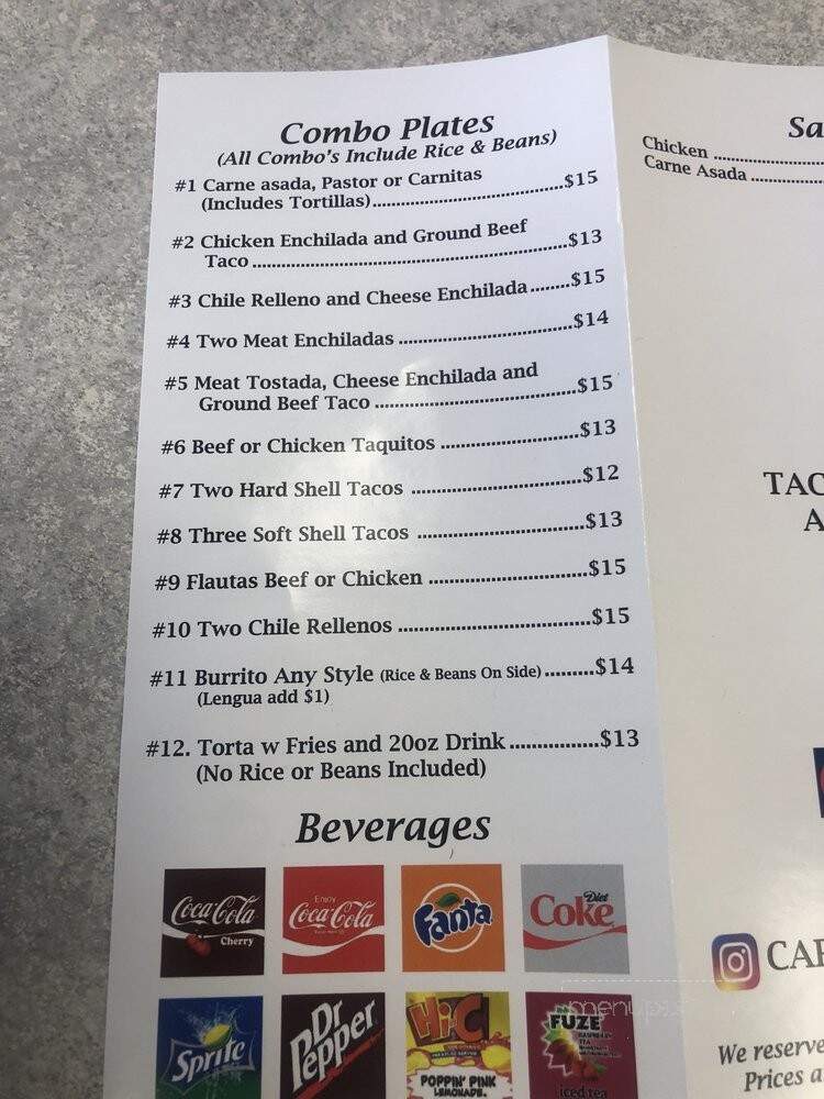 Carmina's Mexican Food - Moreno Valley, CA menu_pic
