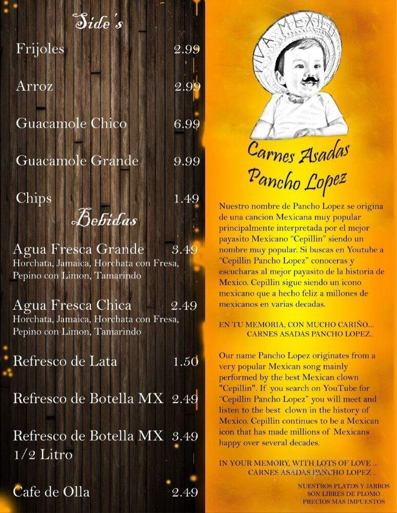 Carnes Asadas Pancho Lopez - City of Industry, CA menu_pic