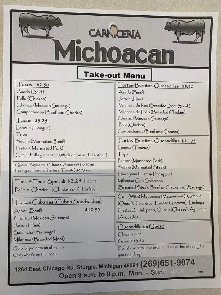 Carniceria Michoacan - Sturgis, MI menu_pic