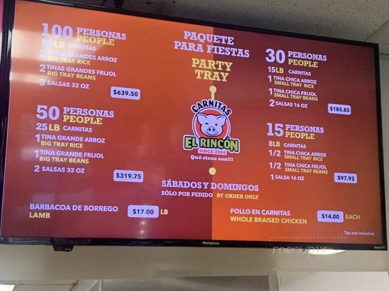 Carnitas El Rincon - Sacramento, CA menu_pic