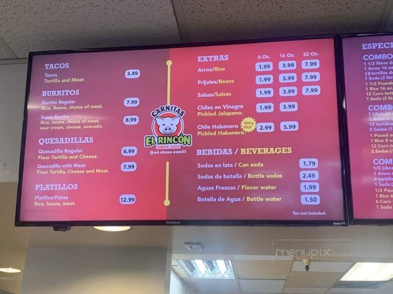 Carnitas El Rincon - Sacramento, CA menu_pic