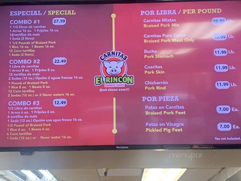 Carnitas El Rincon - Sacramento, CA menu_pic