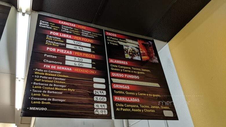 Carnitas Michoacan - Sacramento, CA menu_pic