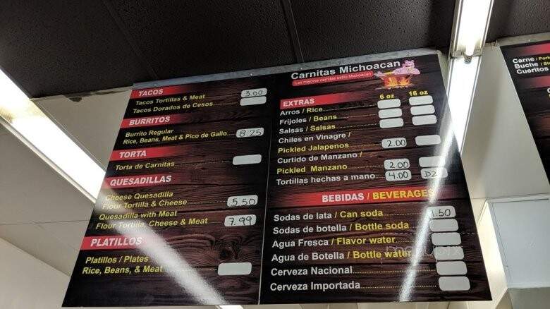 Carnitas Michoacan - Sacramento, CA menu_pic