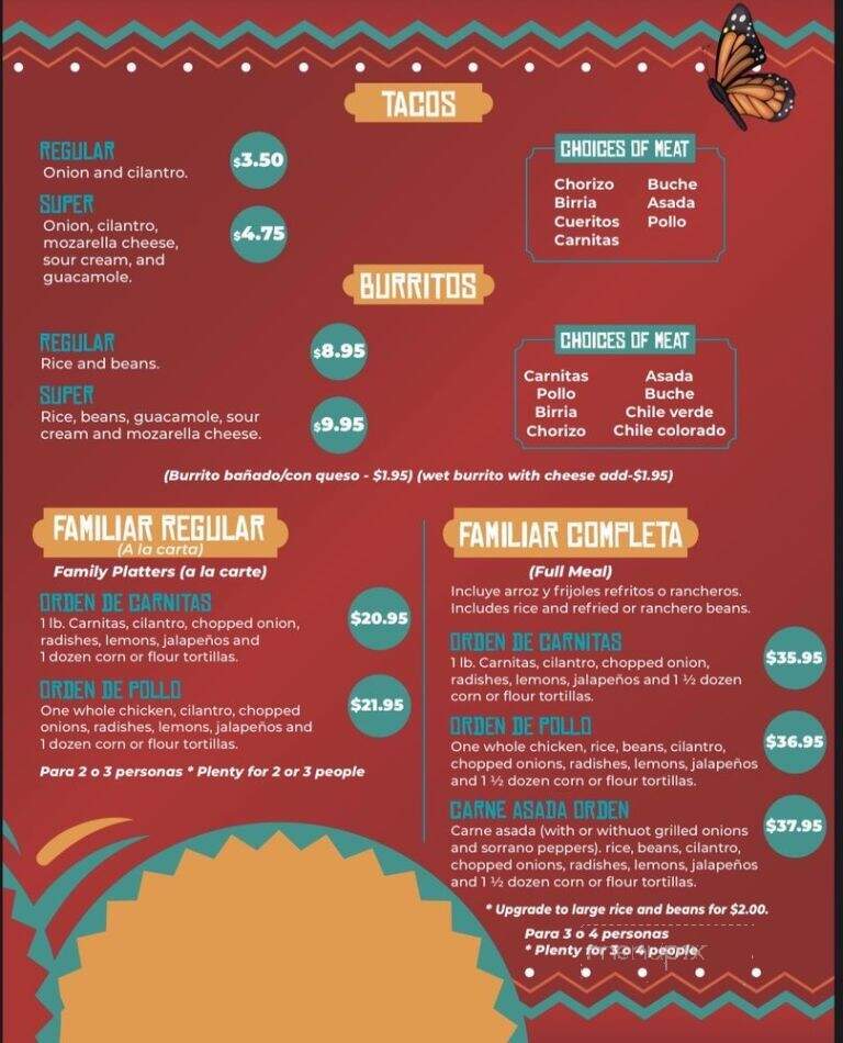 Carnitas Michoacan - San Jose, CA menu_pic