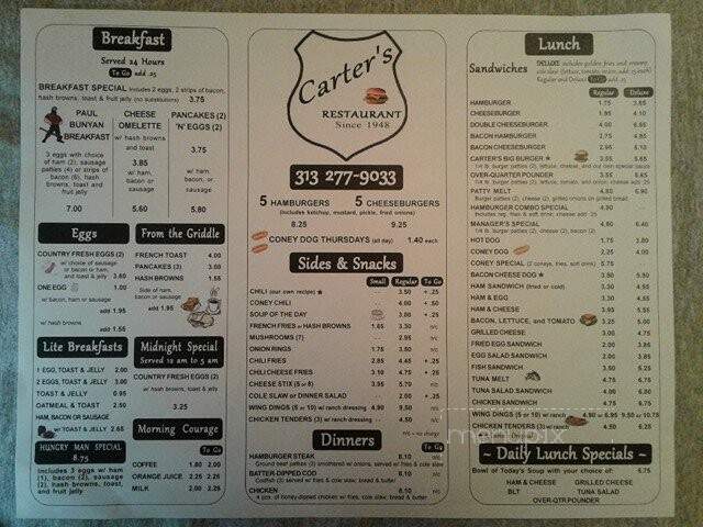 Carter's Restaurants - Dearborn, MI menu_pic