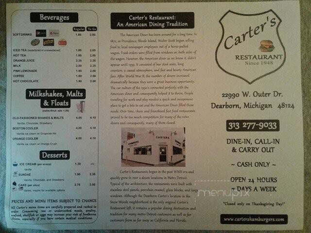 Carter's Restaurants - Dearborn, MI menu_pic
