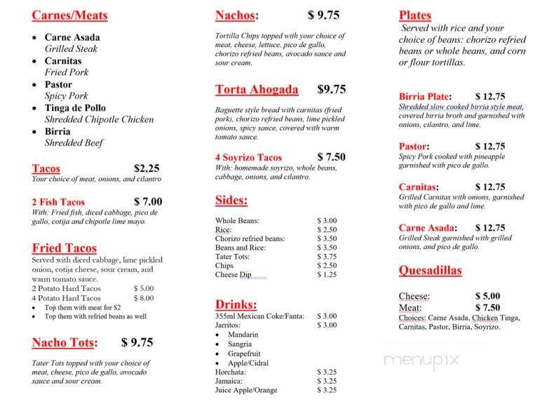 Casa Del Sol - Portland, OR menu_pic