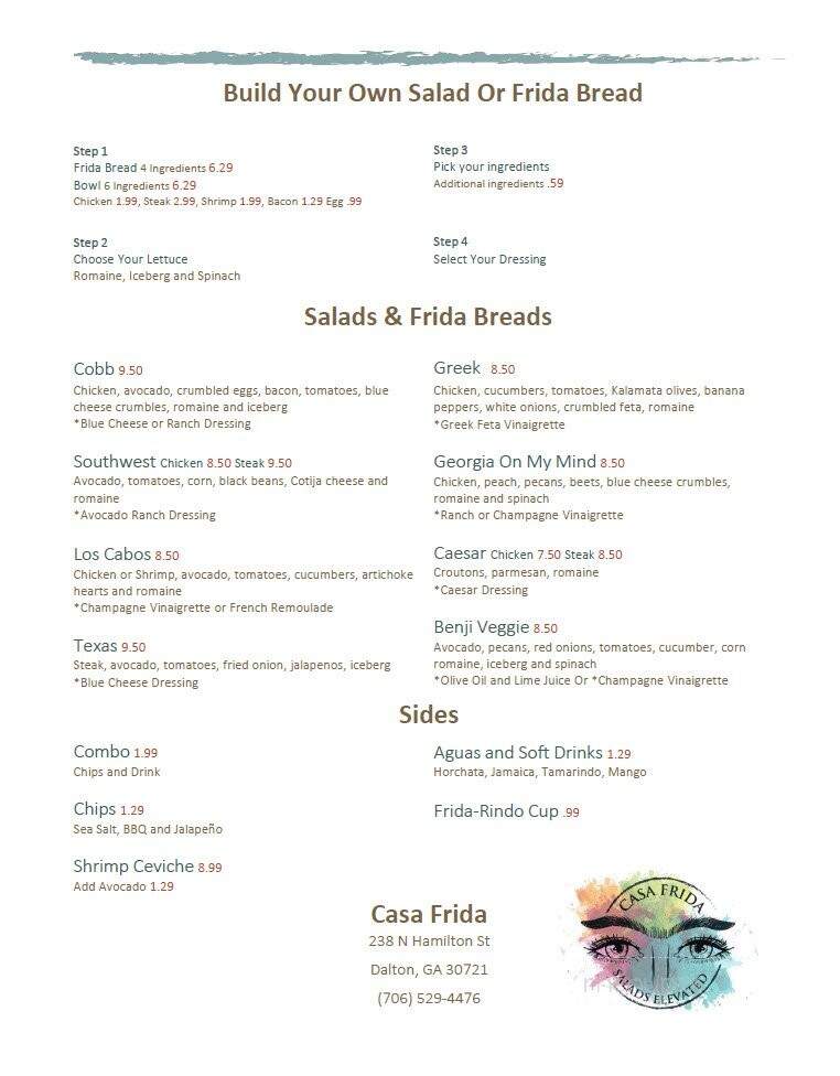 Casa Frida - Dalton, GA menu_pic