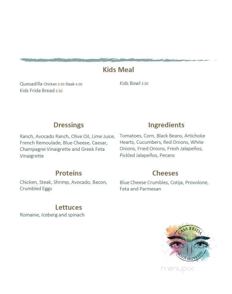 Casa Frida - Dalton, GA menu_pic
