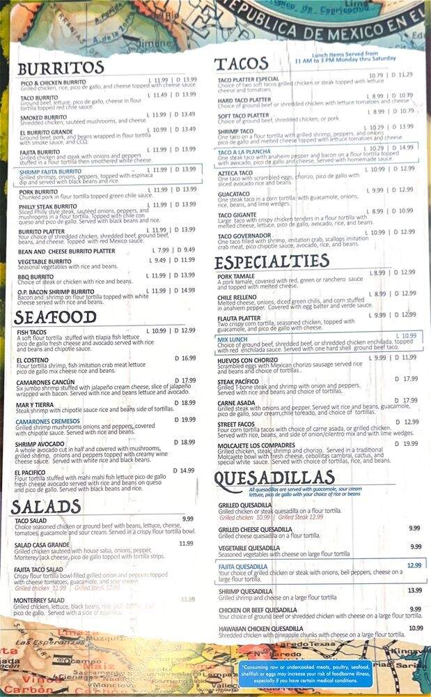 Casa Grande - Overland Park, KS menu_pic