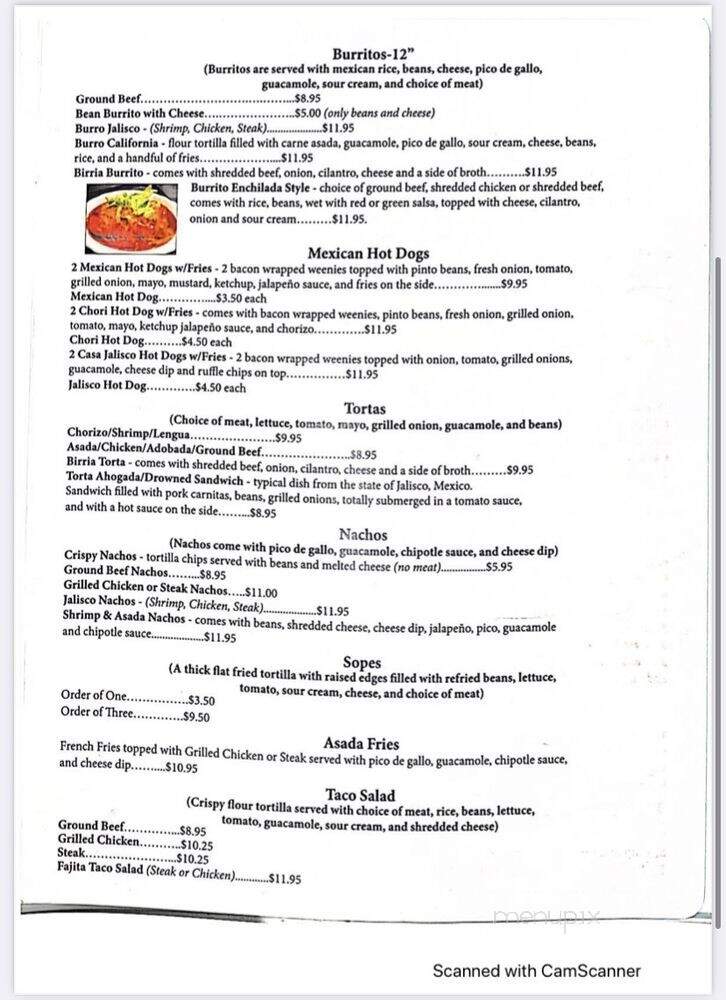 Casa Jalisco Mexican Restaurant - Minot, ND menu_pic