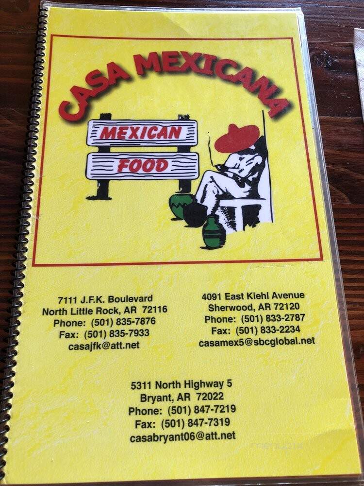 Casa Mexicana - North Little Rock, AR menu_pic