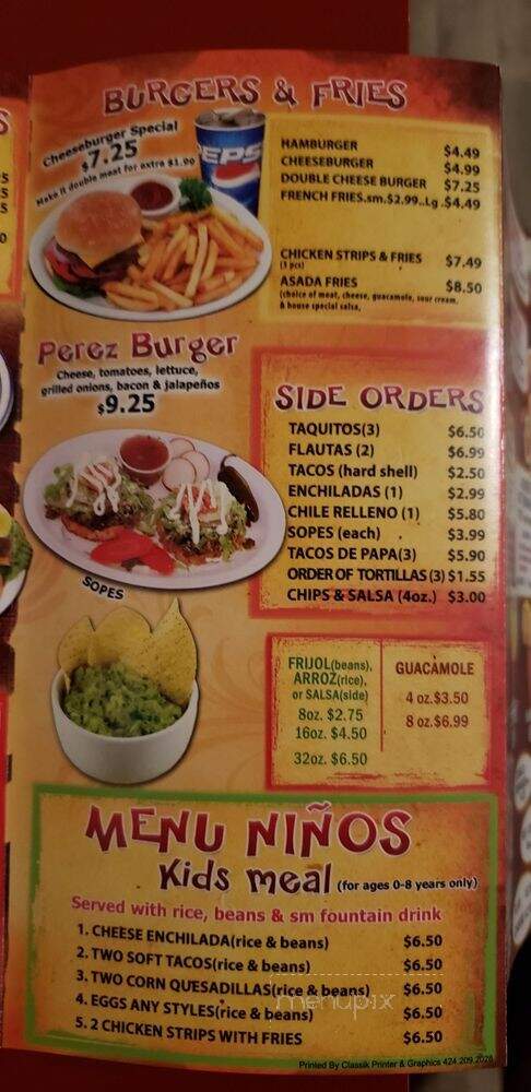 Casa Perez - Long Beach, CA menu_pic