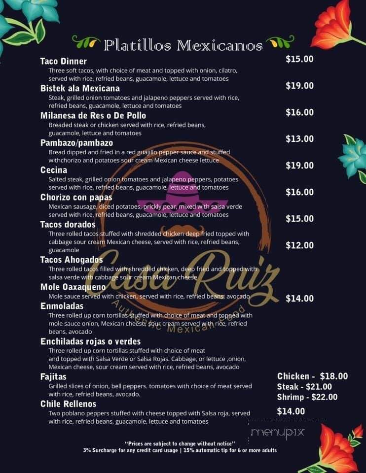 Casa Ruiz - Antioch, IL menu_pic