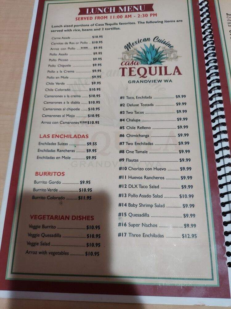 Casa Tequila - Grandview, WA menu_pic