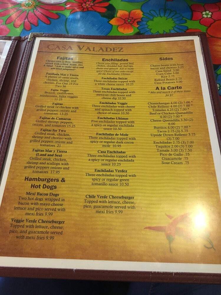 Casa Valadez - Loganton, PA menu_pic