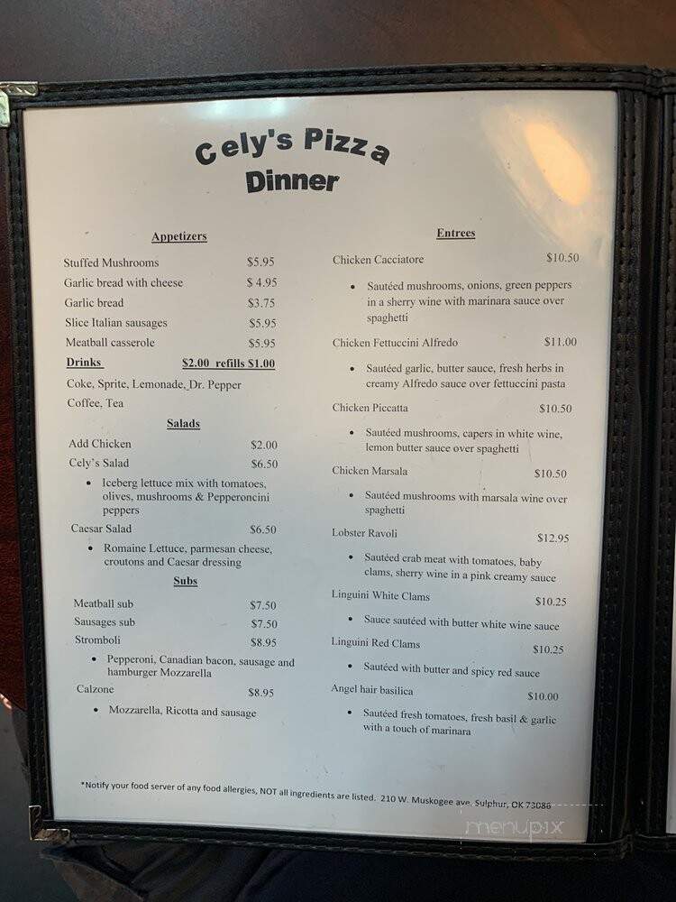 Cely's Pizzaria - Sulphur, OK menu_pic