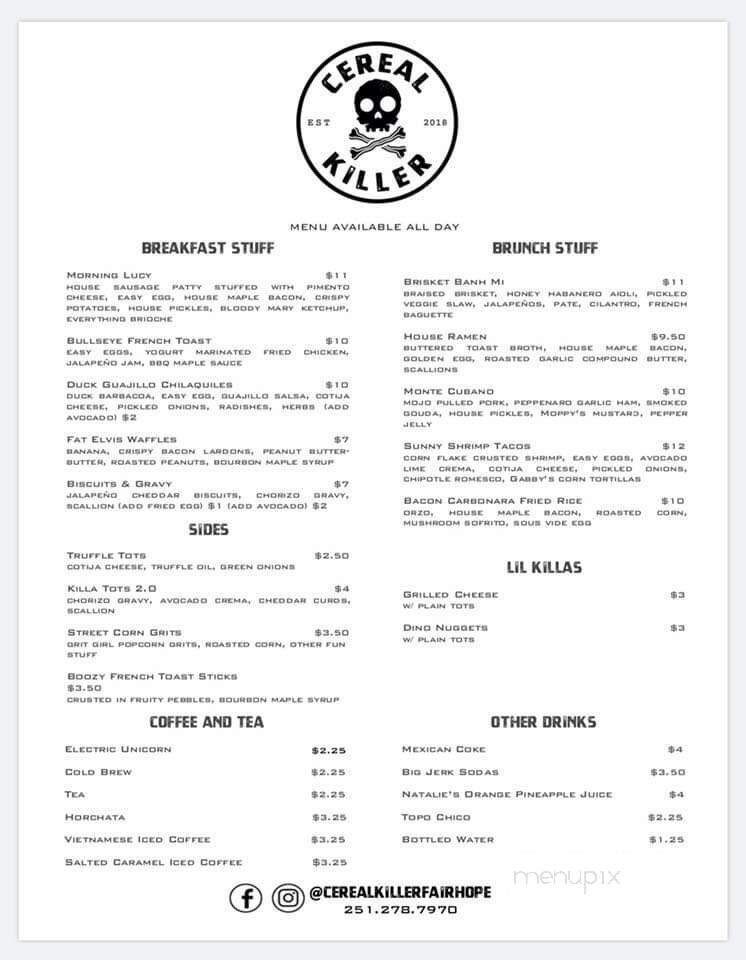 Cereal Killer - Fairhope, AL menu_pic