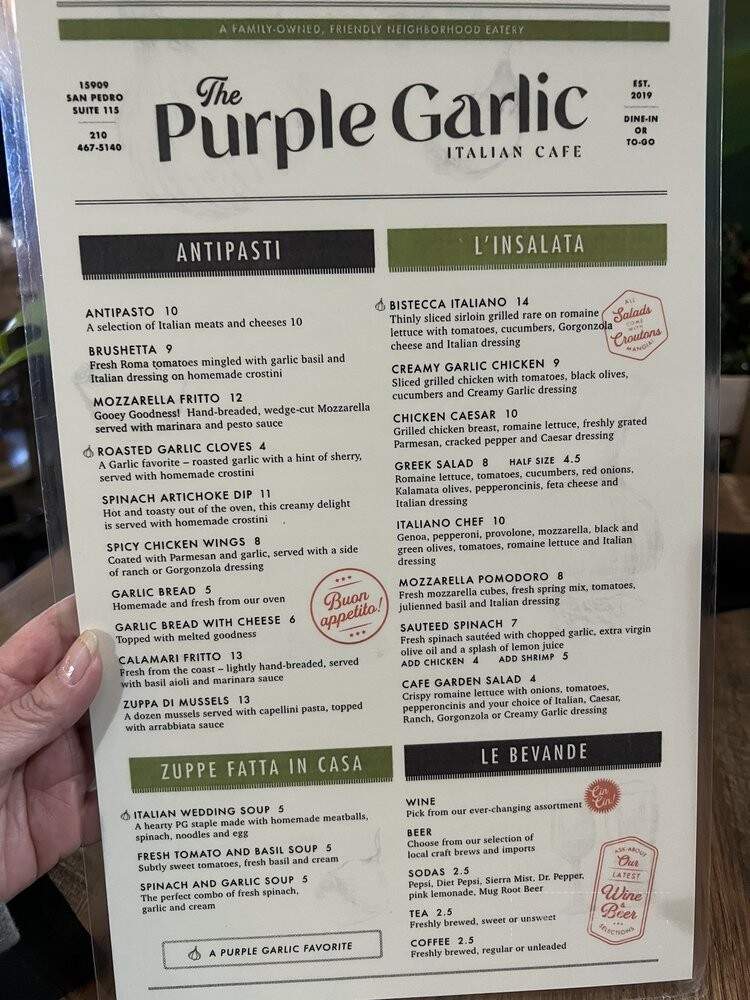 Cerroni's Purple Garlic - San Antonio, TX menu_pic