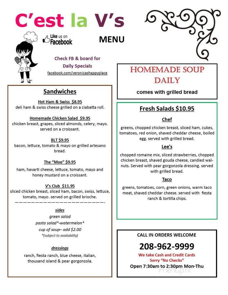 C'est la V's - Cottonwood, ID menu_pic