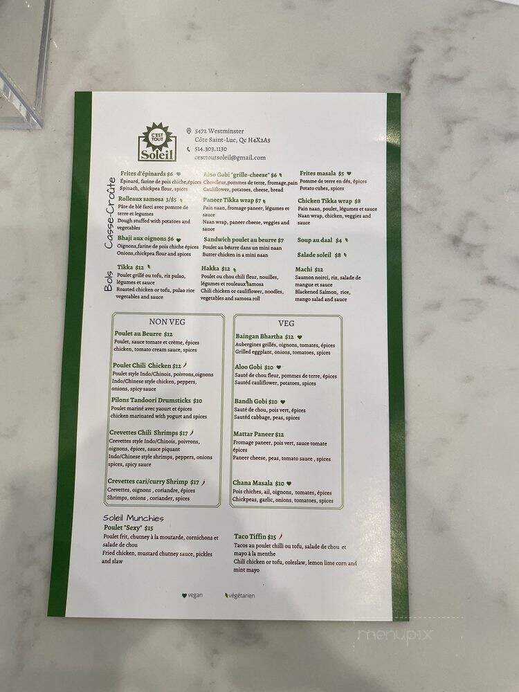 C'est Tout Soleil - Cote Saint-Luc, QC menu_pic