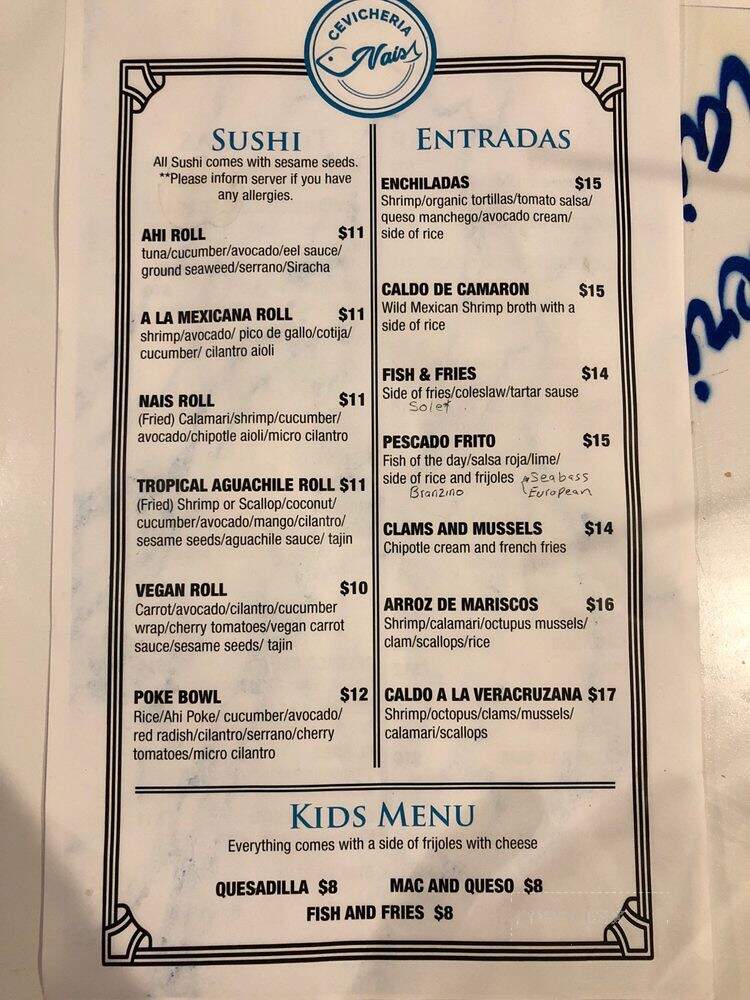 Cevicheria Nais - Santa Ana, CA menu_pic