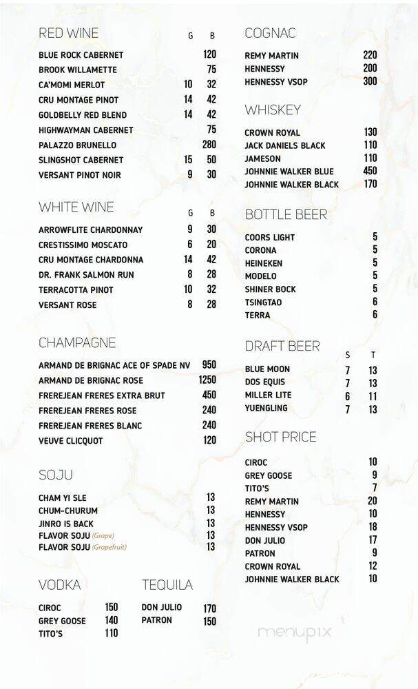 Chandelier Pocha - Dallas, TX menu_pic