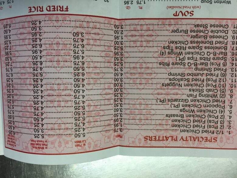 Chan San Restaurant - Camden, NJ menu_pic